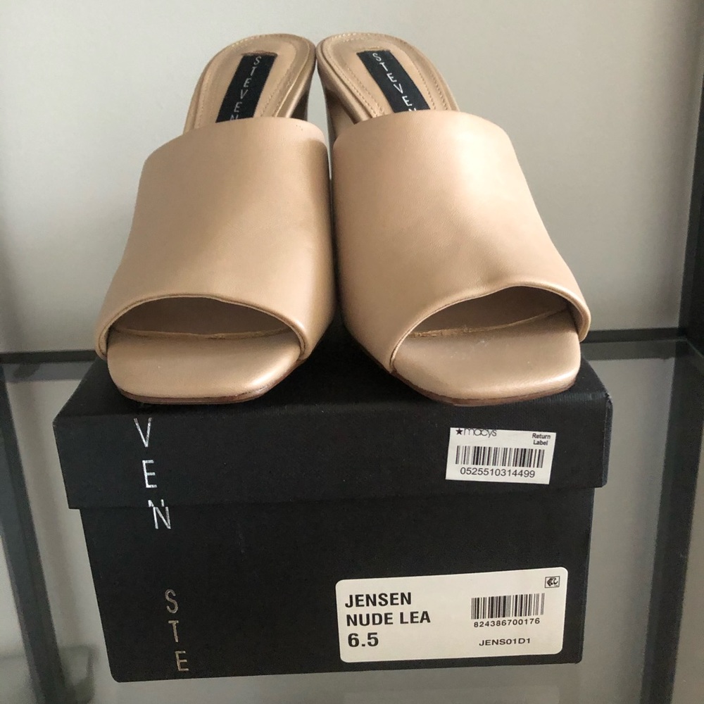 Steve Madden Jensen Nude Leather Mules